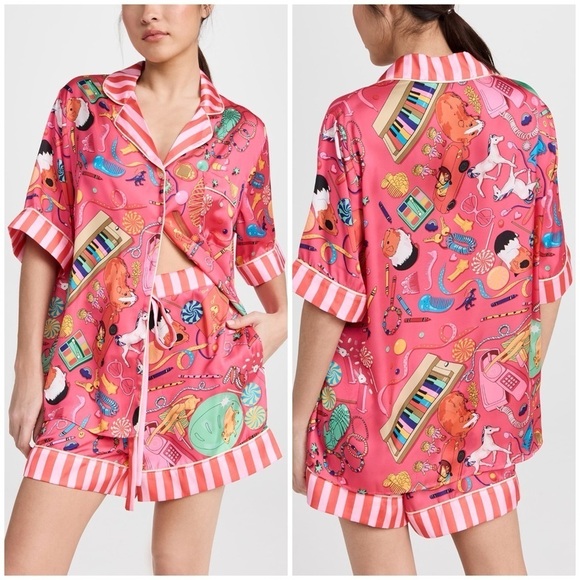Karon Mabon Other - Karen Mabon Bedroom Floor Short Satin Pajama Set in Pink Women's 3XL (16-18) NWT